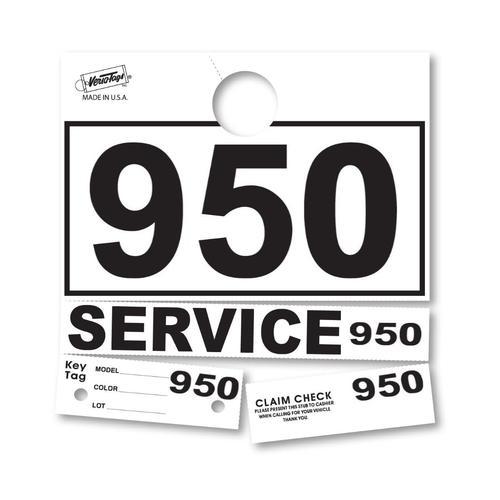 White 3-Digit Service Department Hang Tags PLUS