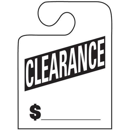 White Clearance J-Hook Mirror Hang Tags