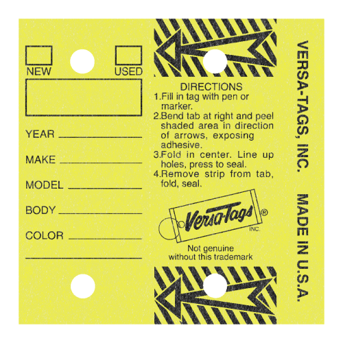 Yellow Versa-Tags Self-Laminating Key Tags – ADSCO Companies